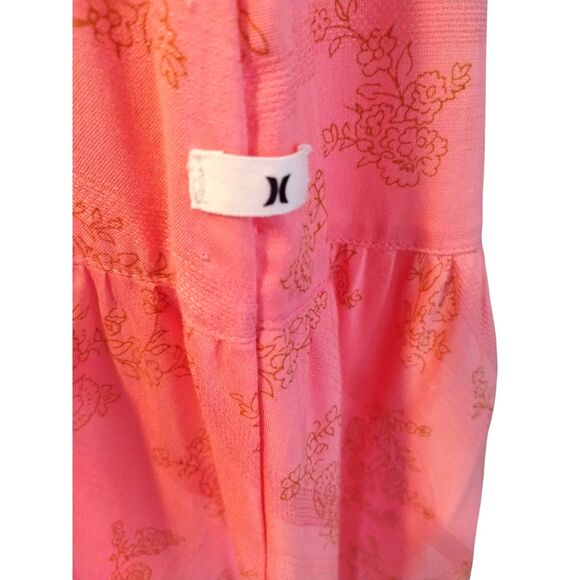 Hurley Womens Monroe High Slit Blouson Maxi Dress Pink Gold Large - Picture 3 of 9